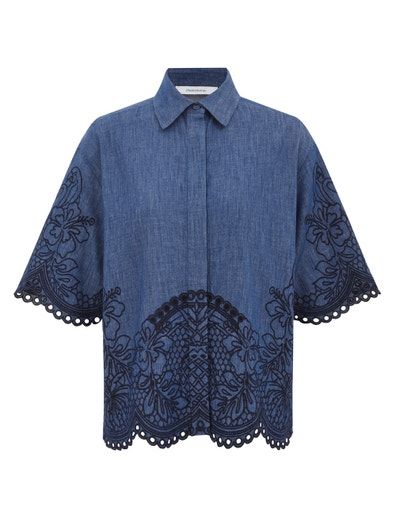 SHORT SLEEVS DENIM SHIRT